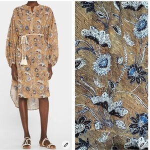 Ulla Johnson Shirt Dress Cover Up‎ M Floral Chevron Cotton Pockets NO BELT